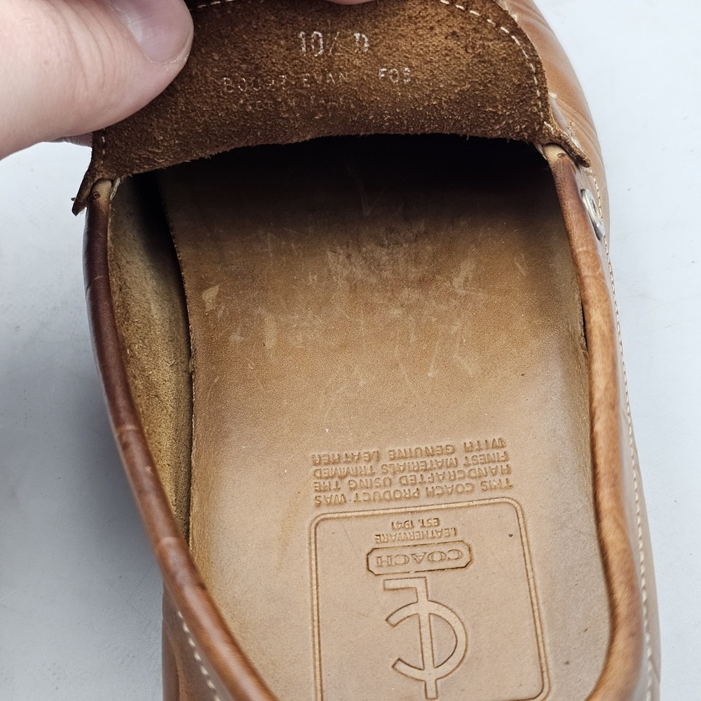 Coach Men's Size 10.5 D US Evan Brown Logo Embossed Driving Loafers Shoes READ - Picture 8 of 8